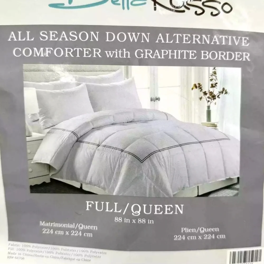 Bella Russo All Season Down Alternative Comforter w/ Graphite Boarder Full/Queen